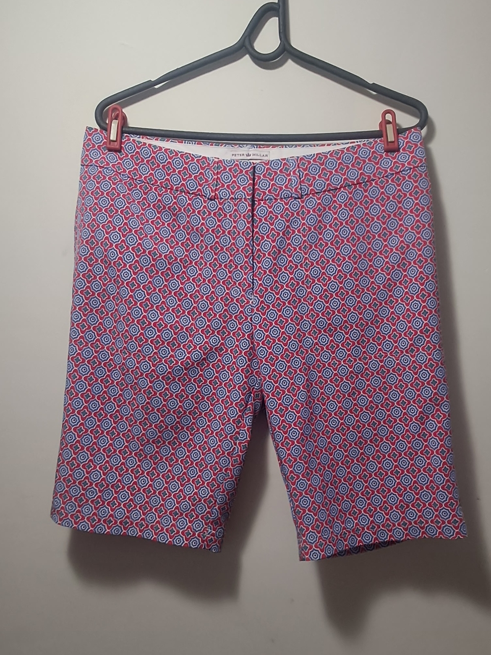 Peter Millar Pink and Blue Geometric Golf Shorts